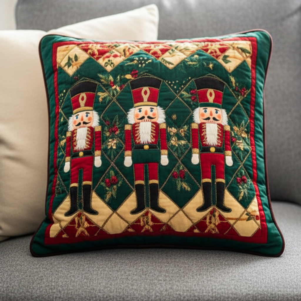 Classic Nutcrackers Quilted Pillow Case Holiday Throw Pillow Covers Family Gift Ideas For Christmas