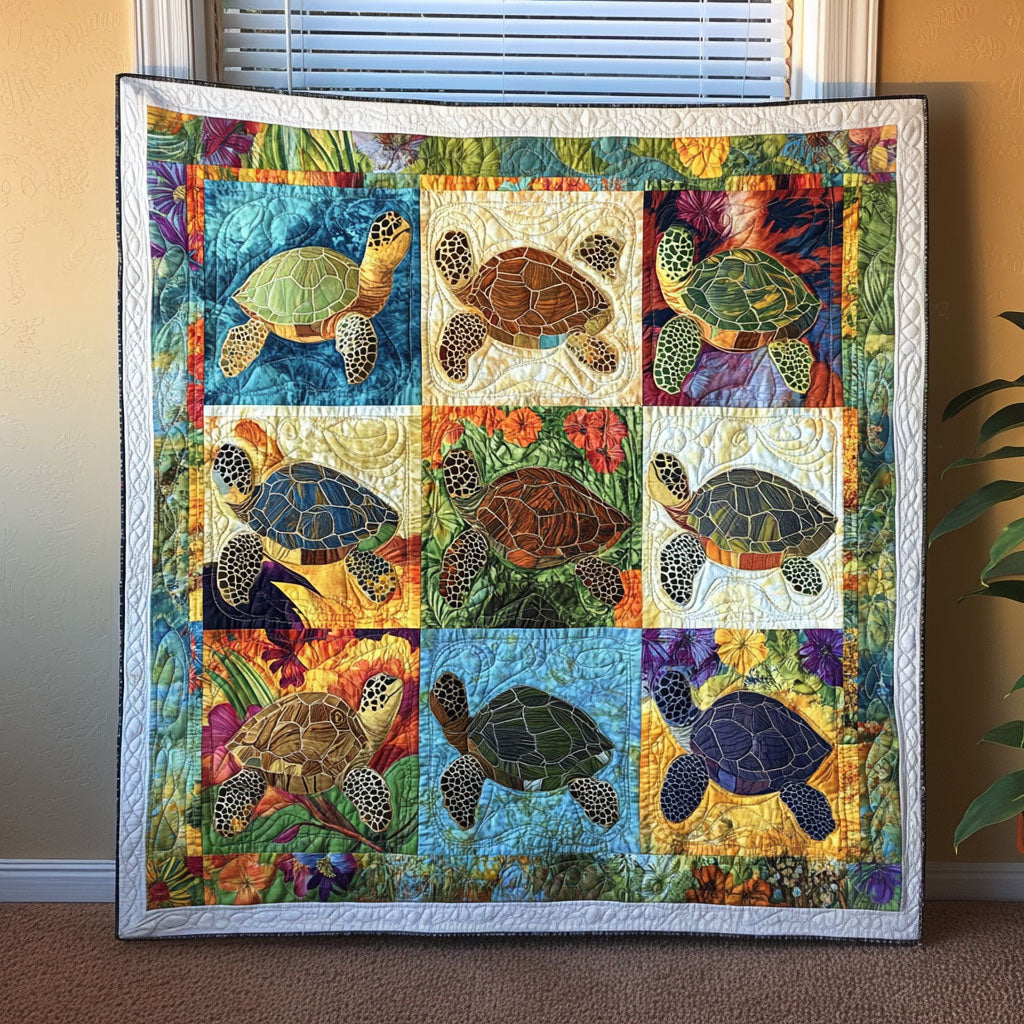 Coastal Escape Quilted Blanket Best Couch Throw Blanket Gifts For People Who Loves Sea Turtle