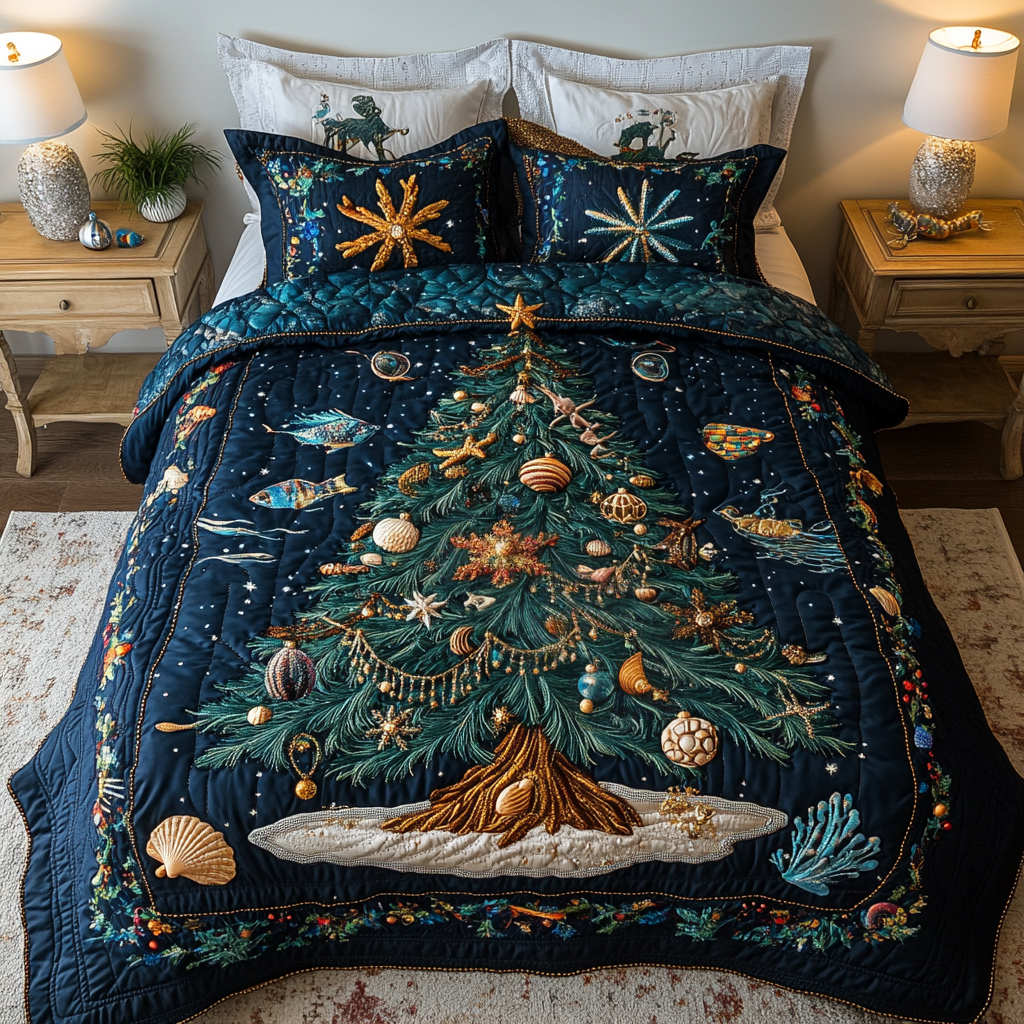 Coastal Glow Quilted Bedding Set Presents For Ocean Lovers