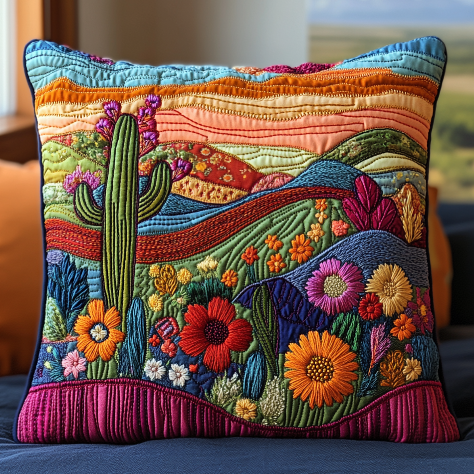 Colorful Cactus Quilted Pillow Case Throw Pillow Covers Cactus For Birthday Gift
