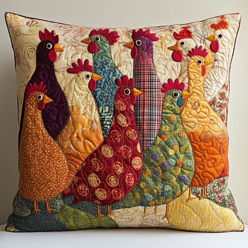 Colorful Coop Quilted Pillow Case Best Throw Pillow Covers Gifts For Chicken Owners