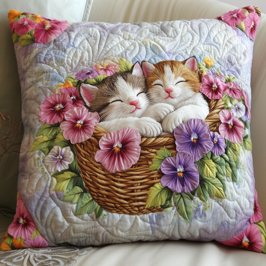 Colorful Kittens Quilted Pillow Case Nice Pillow Covers Great Cat Gifts