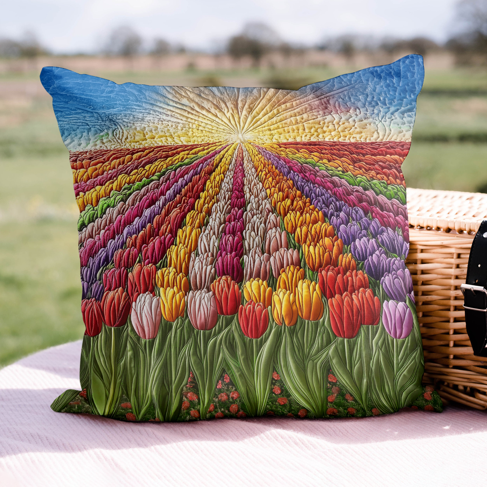 Colorful Tulips Quilted Pillow Case Best Cool Pillow Cases Tulip Christmas Gifts