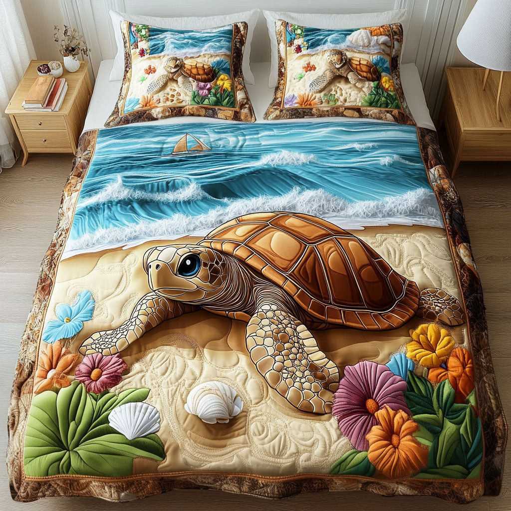 Coral Glider Quilted Bedding Set Gift For Ocean Lover