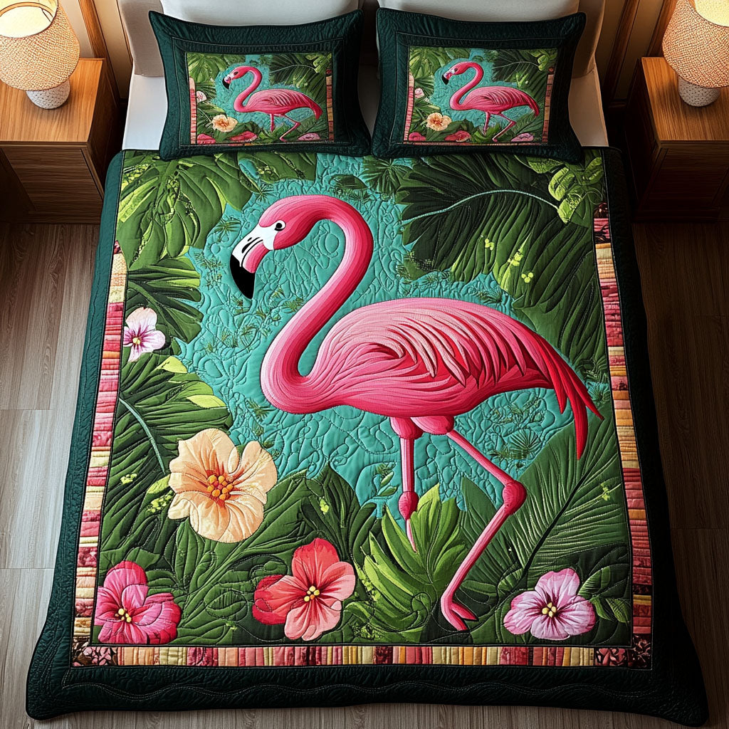 Coral Grace Quilted Bedding Set Flamingo Christmas Presents