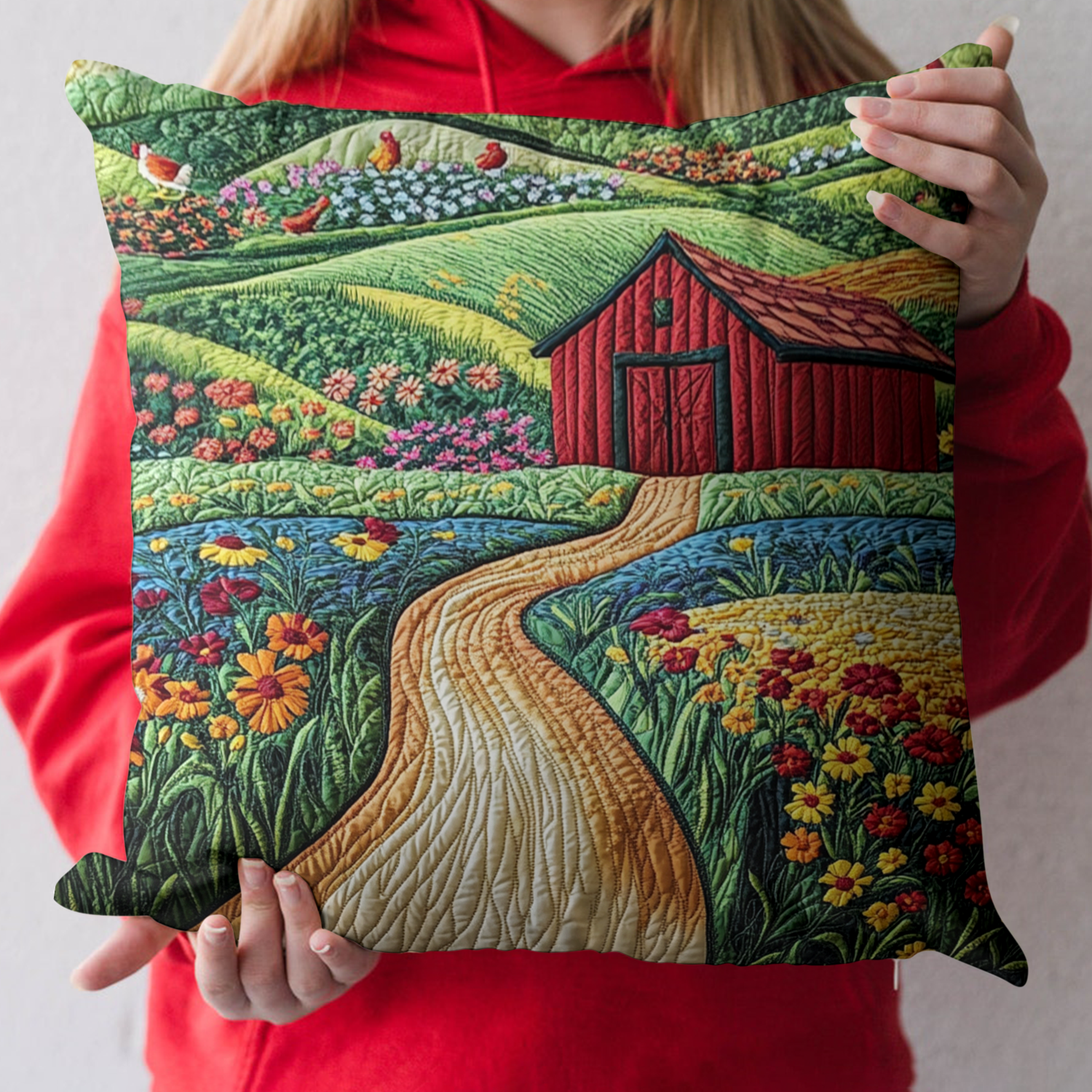 Country Charm Quilted Pillow Case Cute Pillow Covers Christmas Gifts For Farmers
