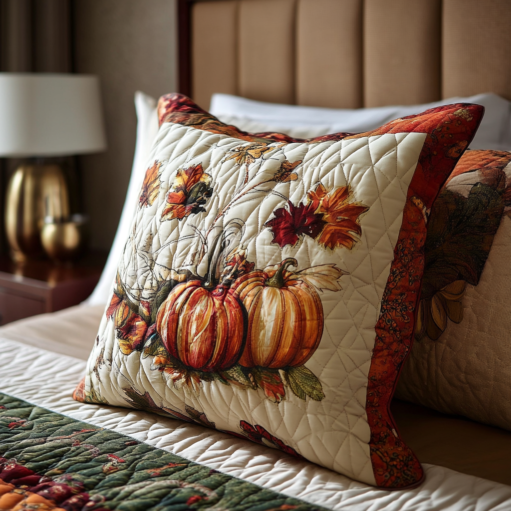 Country Pumpkin Lane Quilted Pillow Case Fall Pillow Cases Family Gift Ideas
