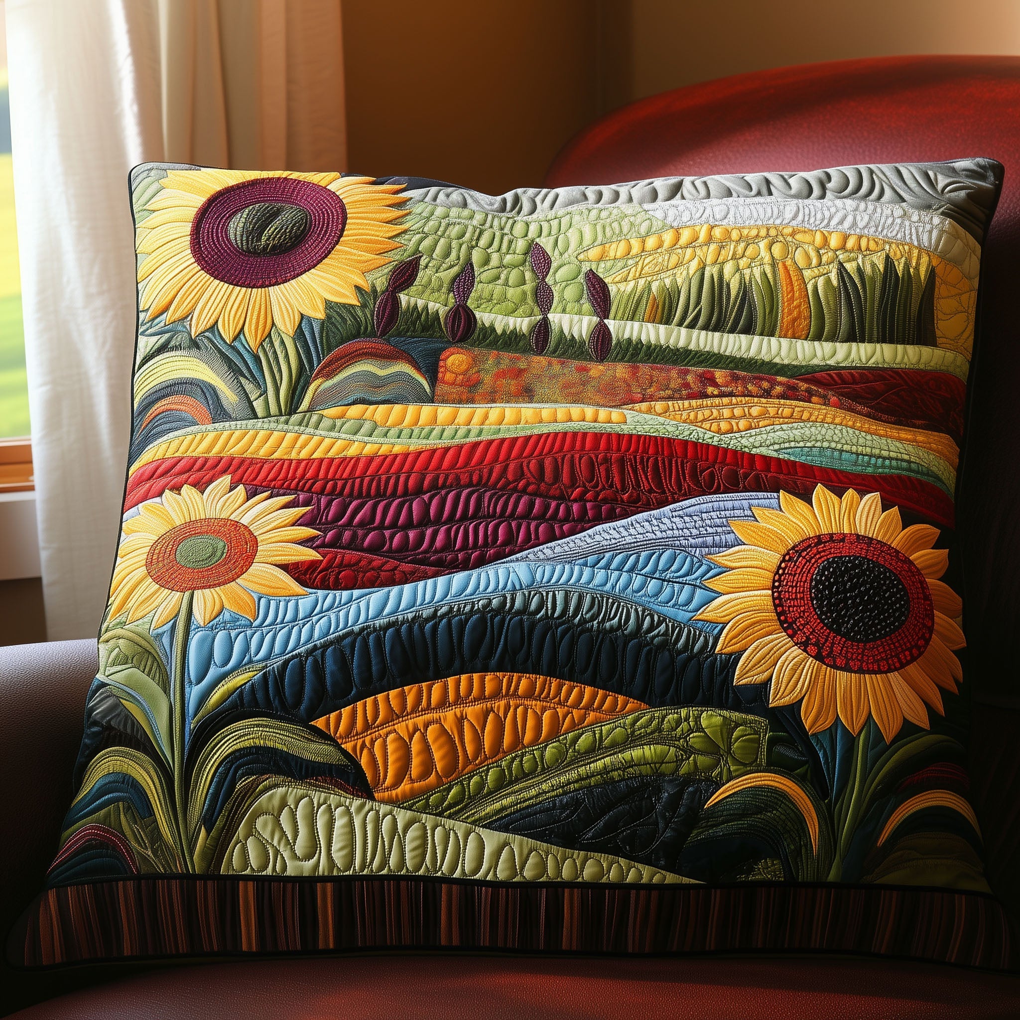 Country Sunflower Dreams Quilted Pillow Case Throw Pillow Covers Sunflower Gifts For Women