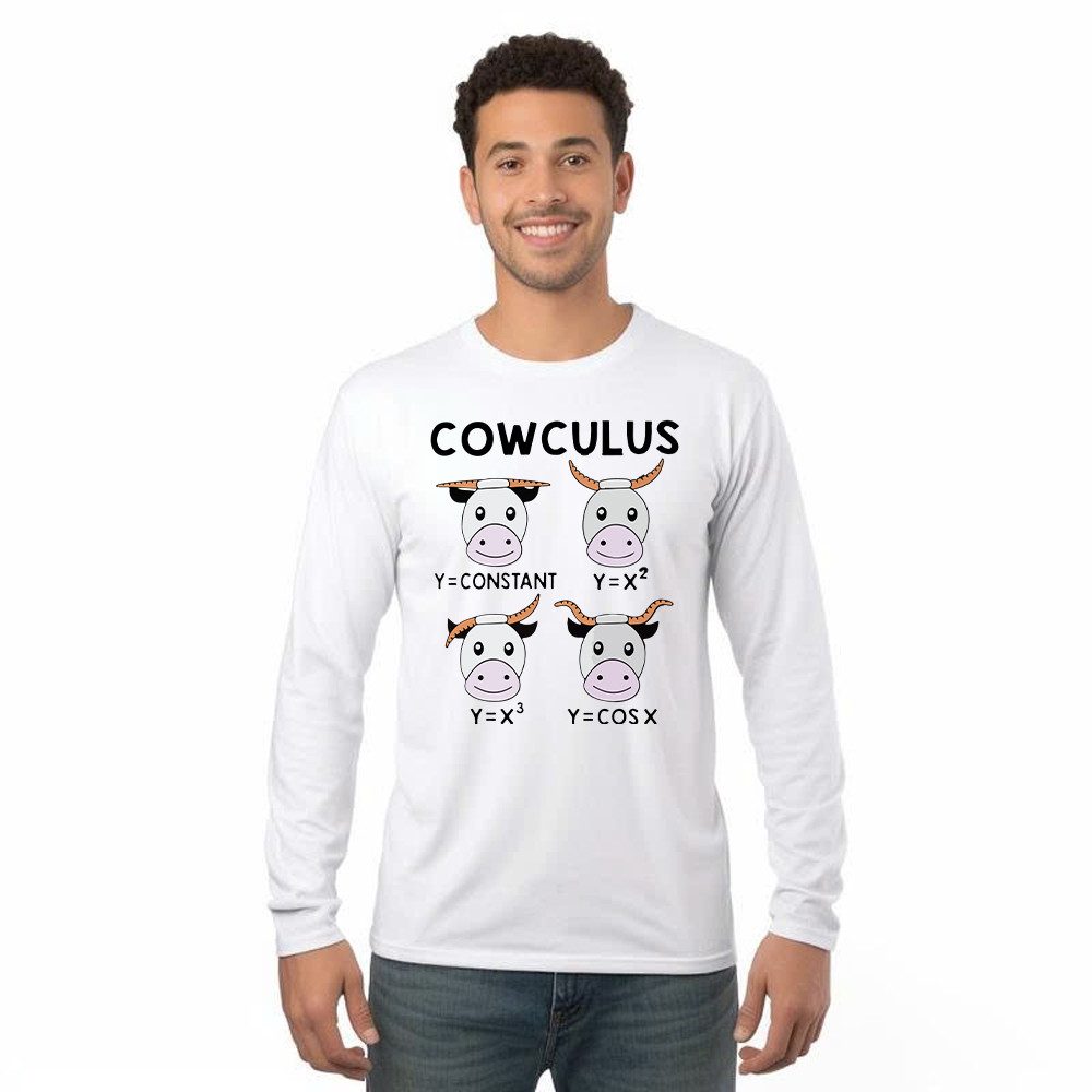 Cowculus Long Sleeve Shirt Funny Design Cow Learns Math Gifts For Everyone Basgiathsweatshirts