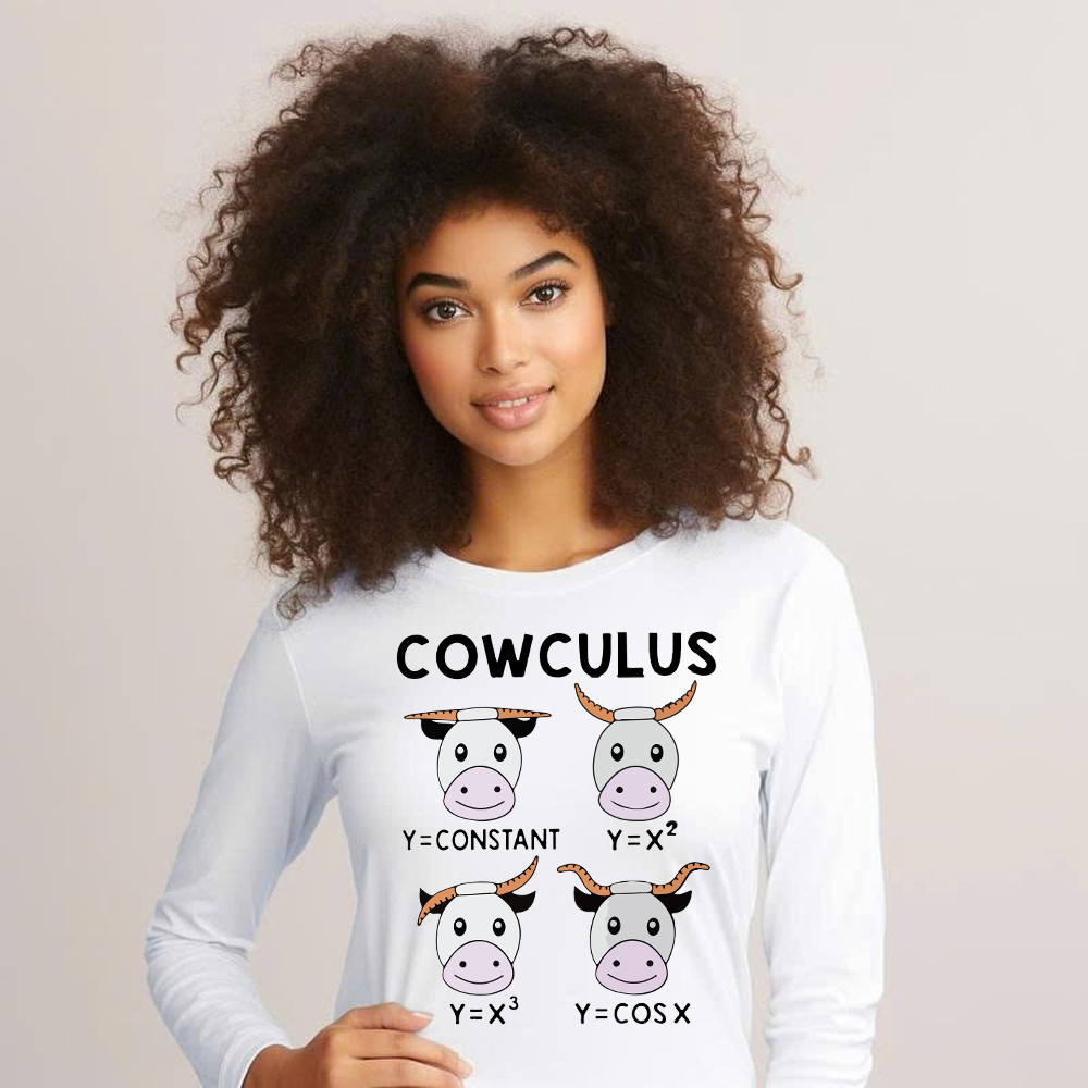 Cowculus Long Sleeve Shirt Funny Design Cow Learns Math Gifts For Everyone Basgiathsweatshirts - Image 2