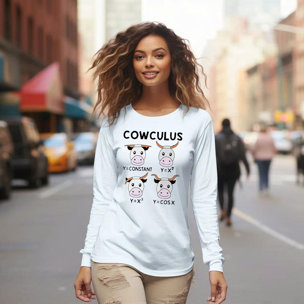 Cowculus Long Sleeve Shirt Funny Design Cow Learns Math Gifts For Everyone Basgiathsweatshirts - Image 5
