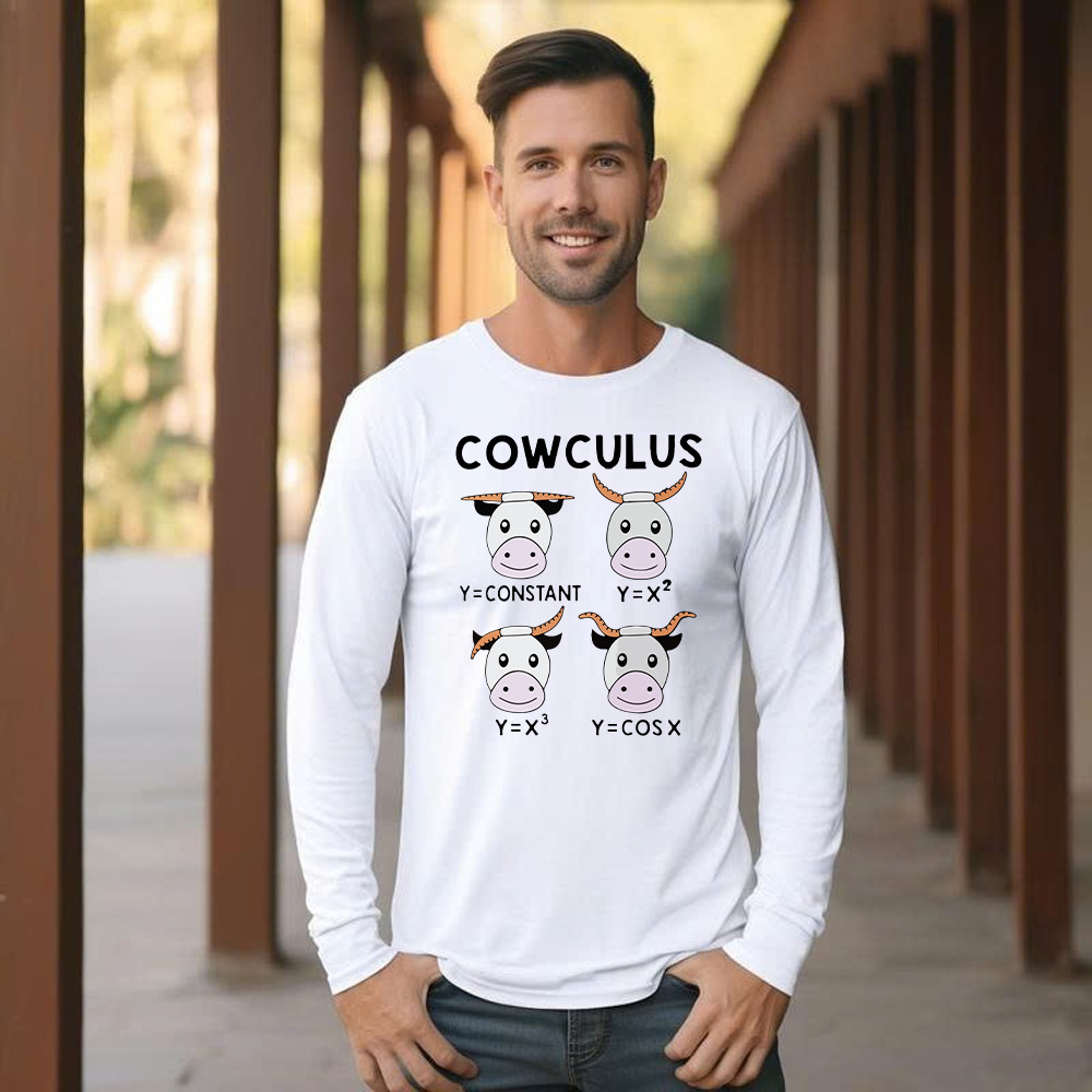 Cowculus Long Sleeve Shirt Funny Design Cow Learns Math Gifts For Everyone Basgiathsweatshirts - Image 3