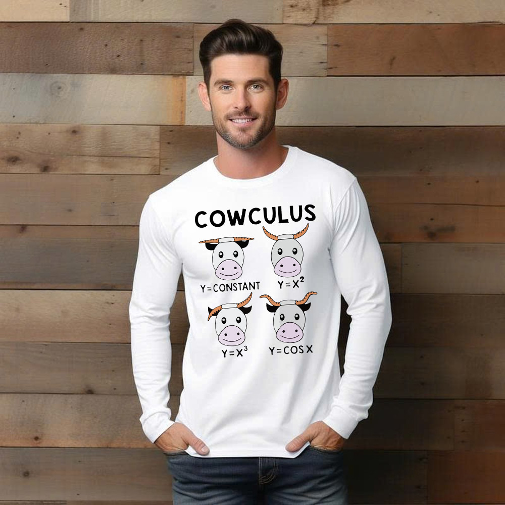 Cowculus Long Sleeve Shirt Funny Design Cow Learns Math Gifts For Everyone Basgiathsweatshirts - Image 4
