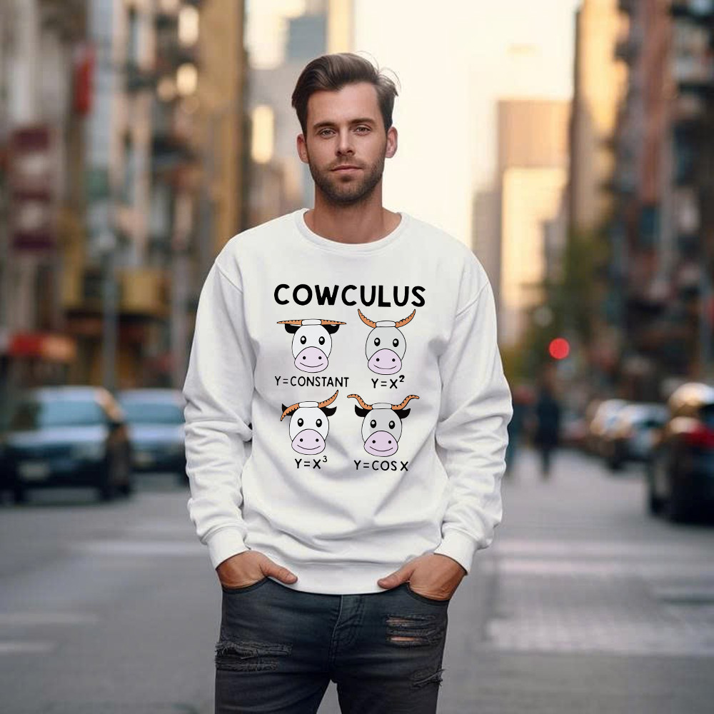 Cowculus Sweatshirt Funny Design Cow Learns Math Gifts For Everyone Basgiathsweatshirts - Image 5