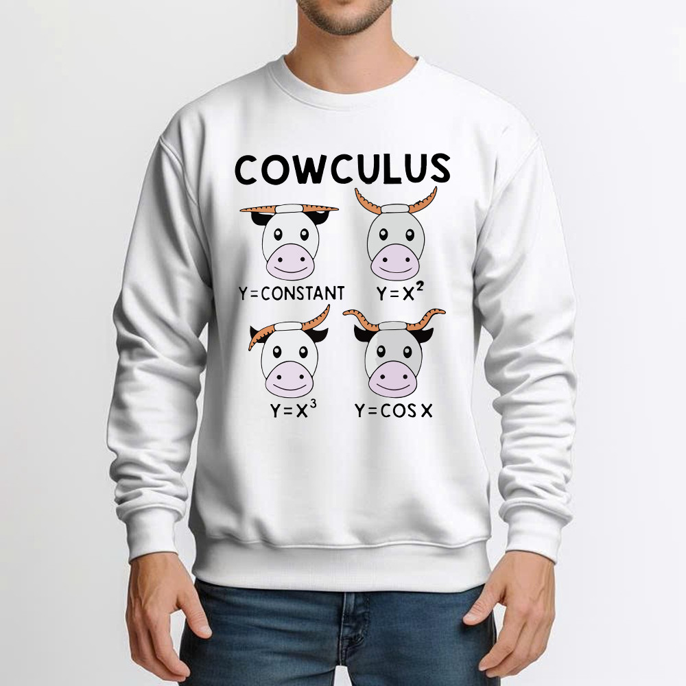 Cowculus Sweatshirt Funny Design Cow Learns Math Gifts For Everyone Basgiathsweatshirts - Image 2