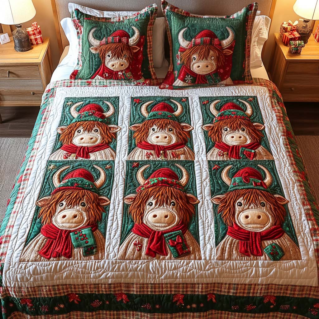 Cozy Antlers Quilted Bedding Set Cow Lover Gift Ideas