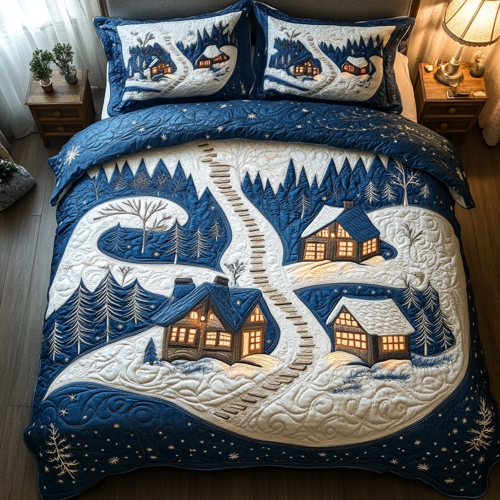 Cozy Chalet Nights Quilted Bedding Set Christmas Gifts For Women