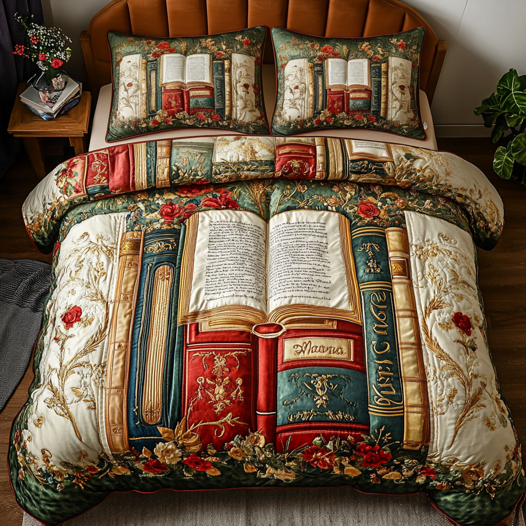 Cozy Chapters Quilted Bedding Set Holiday Duvet Covers Gifts For People Who Love Books
