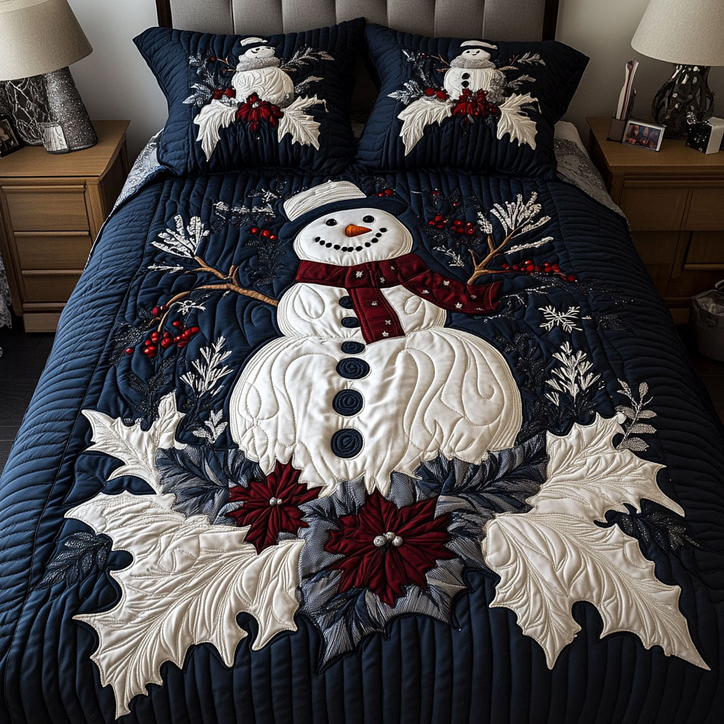 Cozy Frost Charm Quilted Bedding Set Snowman Themed Gifts