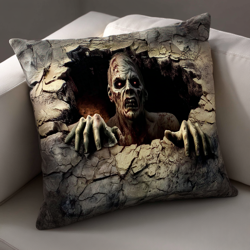 Cracked Zombie Stone Quilted Pillow Case Decorative Pillow Covers Unique Halloween Gifts