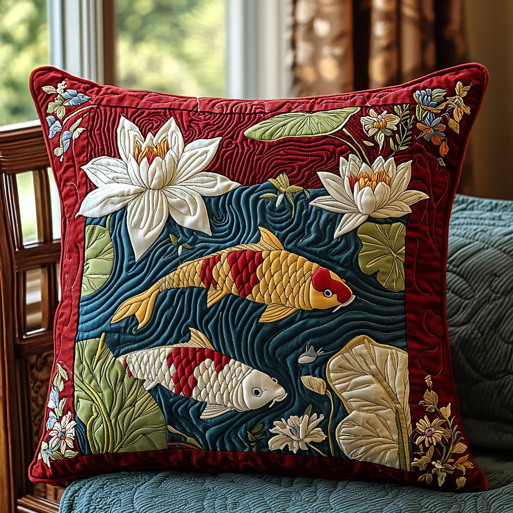 Crimson Current Quilted Pillow Case Throw Pillow Cases Koi Birthday Gift