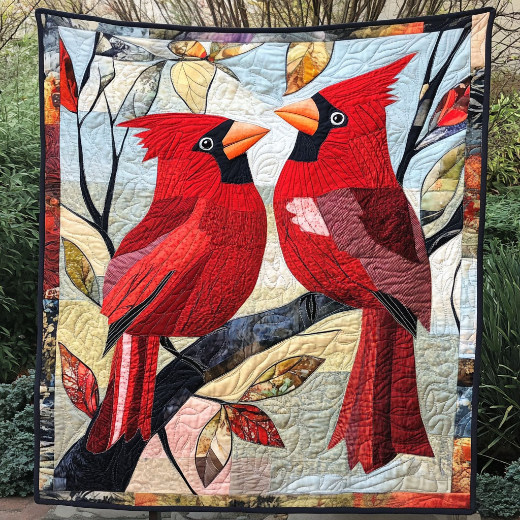 Crimson Duo Quilted Blanket Sofa Couch Throw Blanket Cardinal Gifts For Christmas