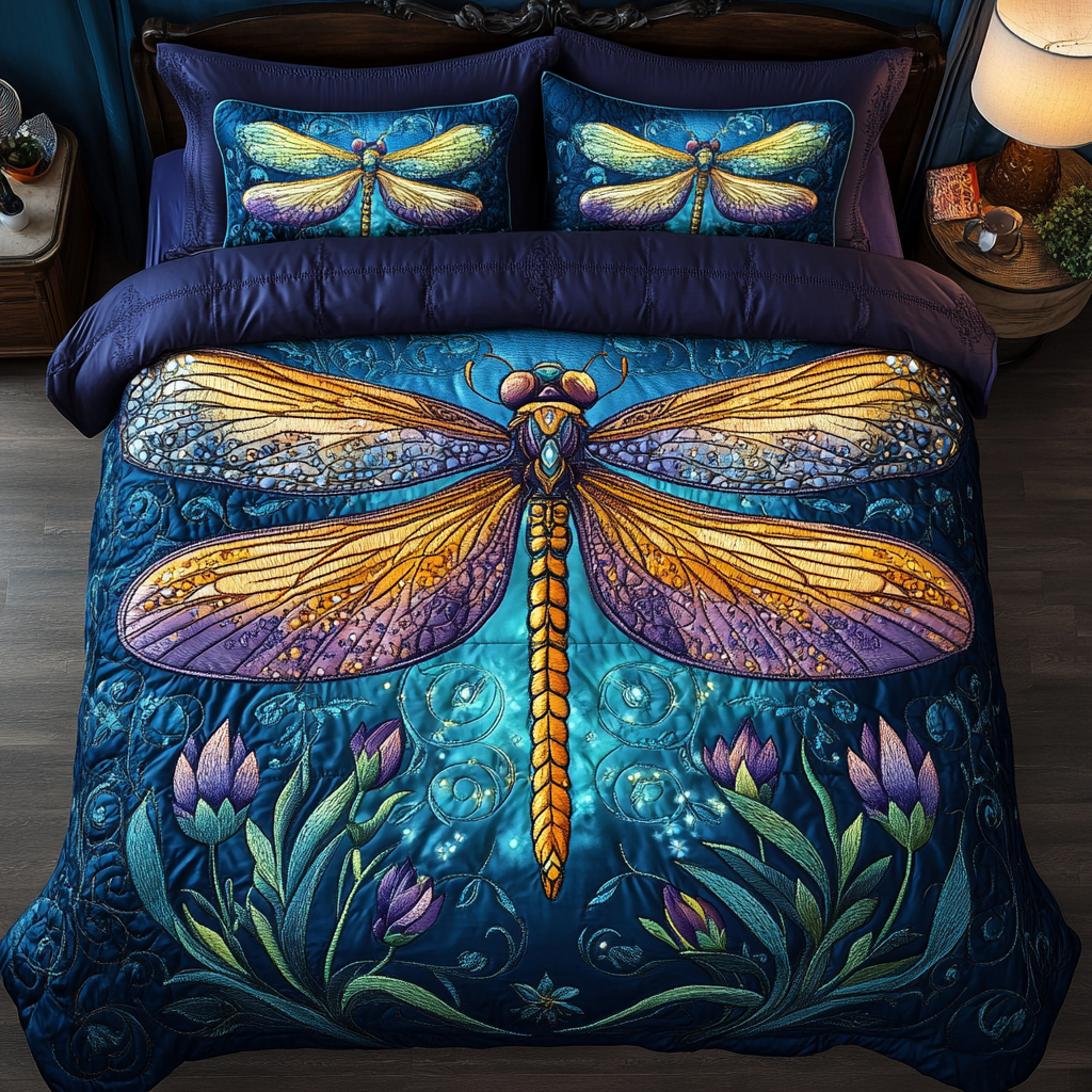 Crystal Wings Quilted Bedding Set Presents For Dragon Lovers