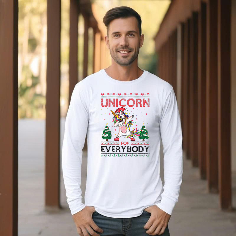 Dabbing Unicorn For Everybody Christmas Long Sleeve Shirt Fun Christmas Gifts For Unicorn Lovers Basgiathsweatshirts - Image 3