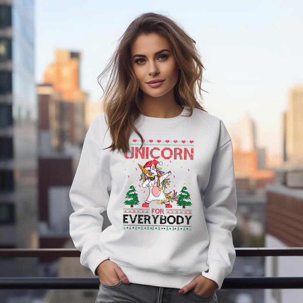 Dabbing Unicorn For Everybody Christmas Sweatshirt Fun Christmas Gifts For Unicorn Lovers Basgiathsweatshirts - Image 3