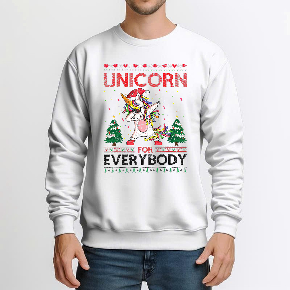 Dabbing Unicorn For Everybody Christmas Sweatshirt Fun Christmas Gifts For Unicorn Lovers Basgiathsweatshirts - Image 5