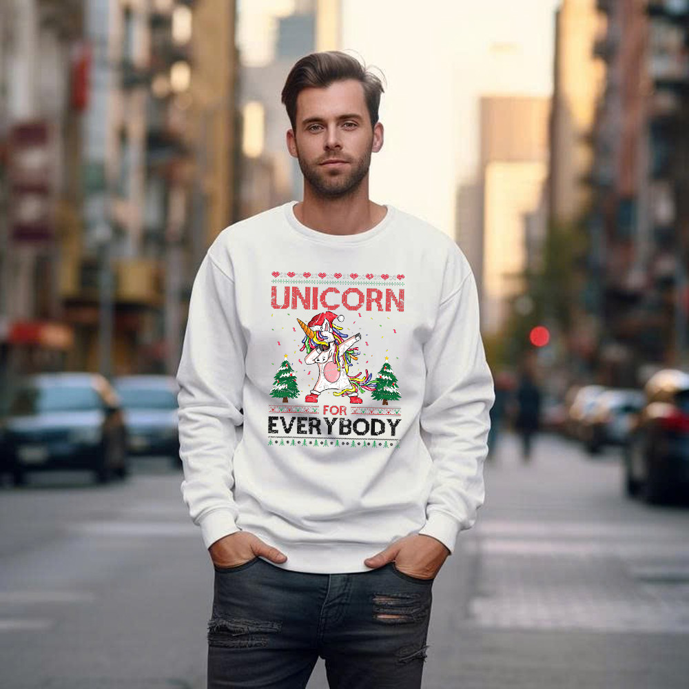Dabbing Unicorn For Everybody Christmas Sweatshirt Fun Christmas Gifts For Unicorn Lovers Basgiathsweatshirts - Image 2