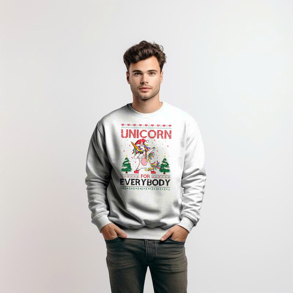 Dabbing Unicorn For Everybody Christmas Sweatshirt Fun Christmas Gifts For Unicorn Lovers Basgiathsweatshirts - Image 4