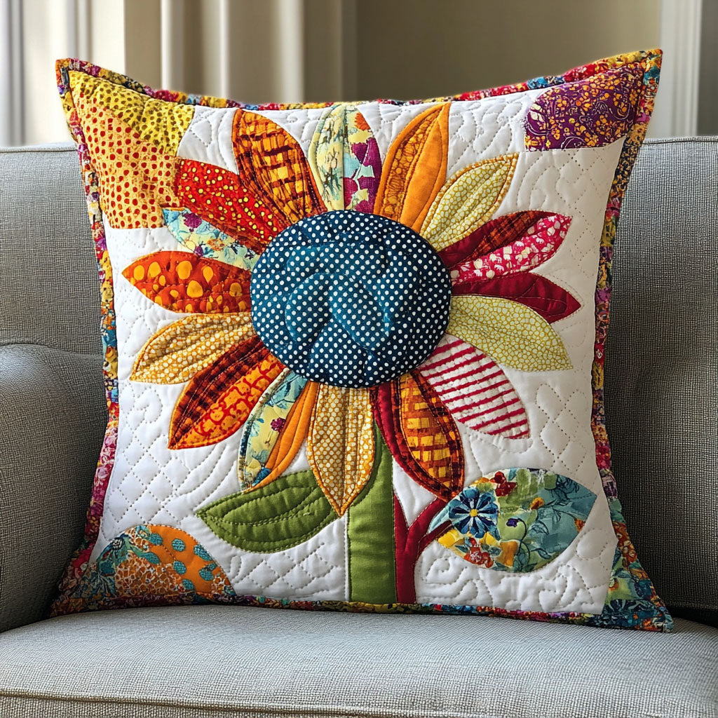 Daisy Dance Quilted Pillow Case Decorative Pillow Covers Gifts For Sunflower Lovers