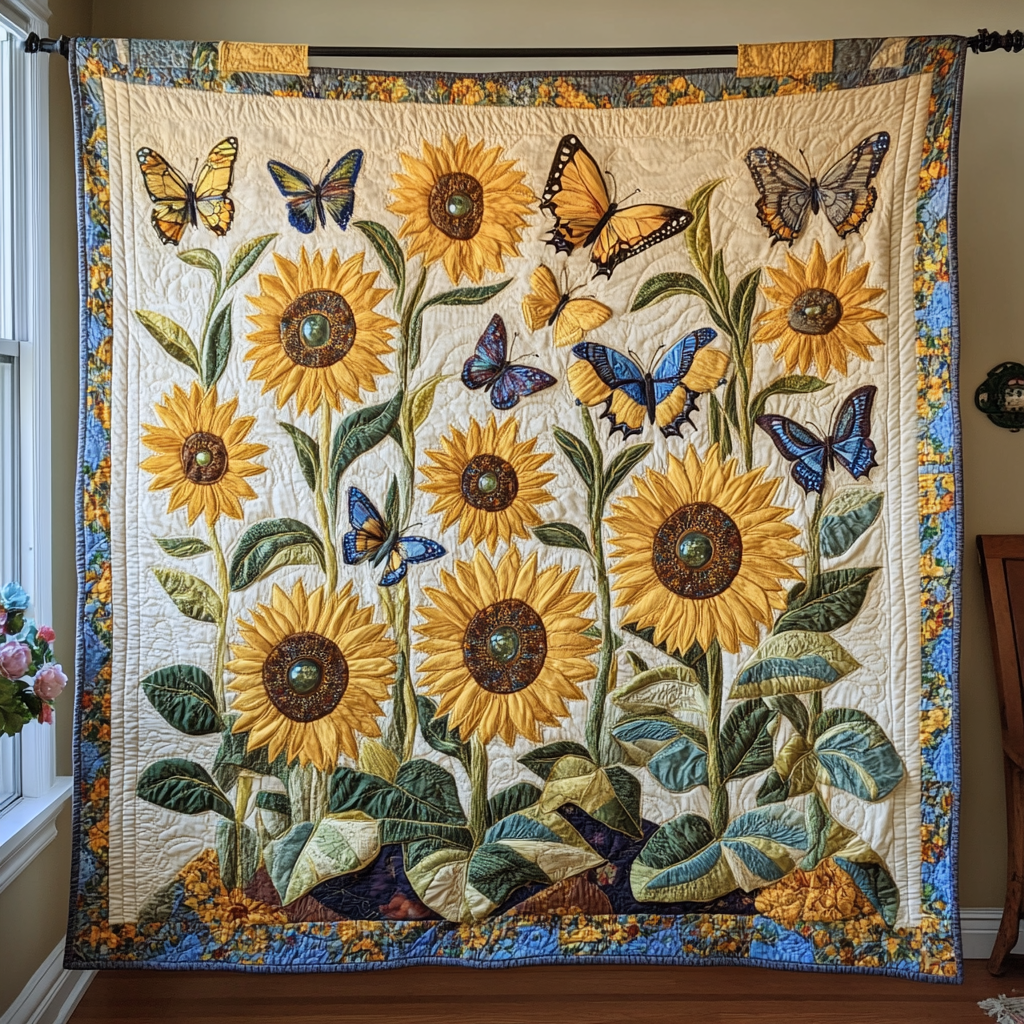 Dancing Breeze Quilted Blanket Cute Throw Blanket Gift For Butterfly Lover