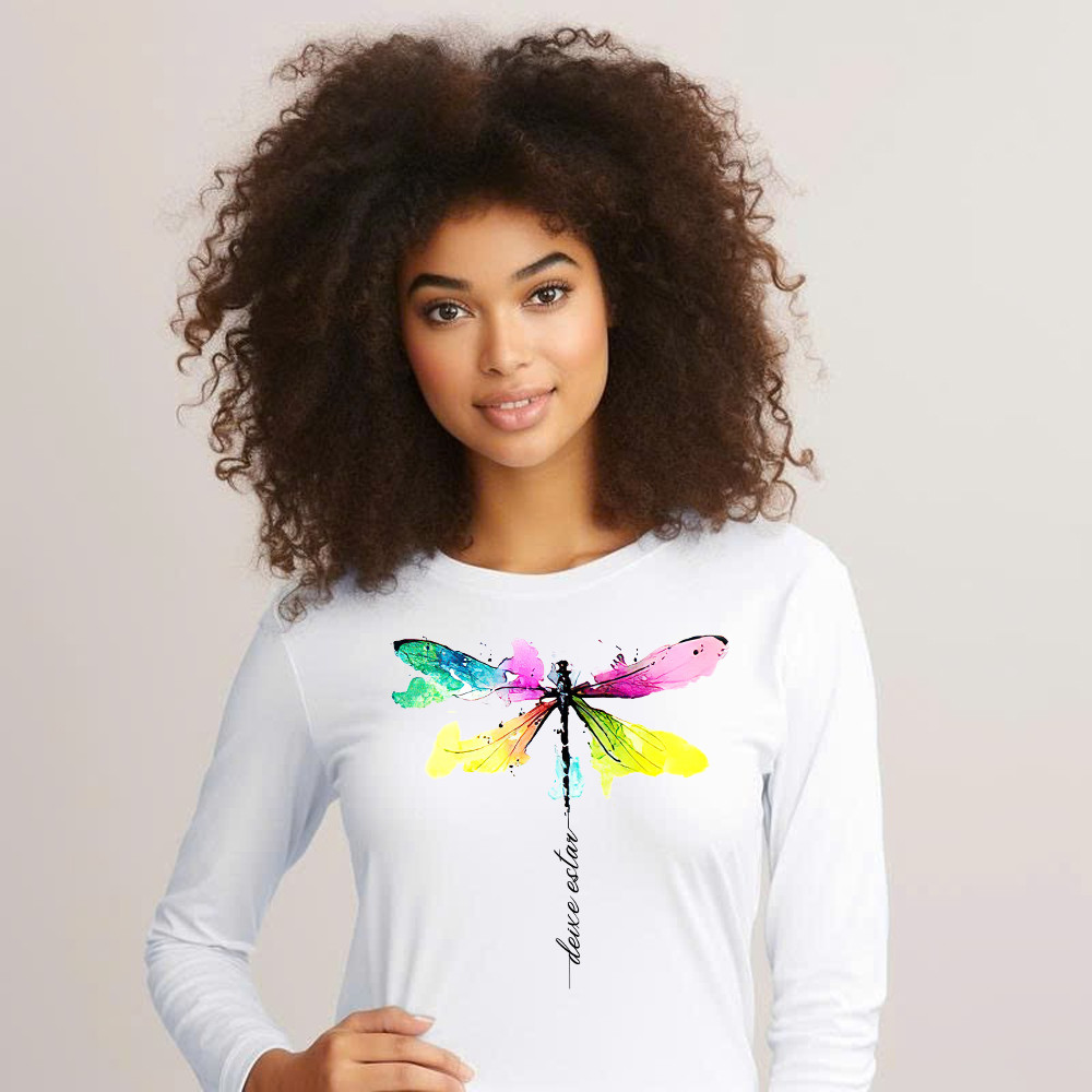 Deixe Estar Colorful Dragonfly Shirt Music Themed Animal Long Sleeve Shirt Gift For Teens Basgiathsweatshirts - Image 4