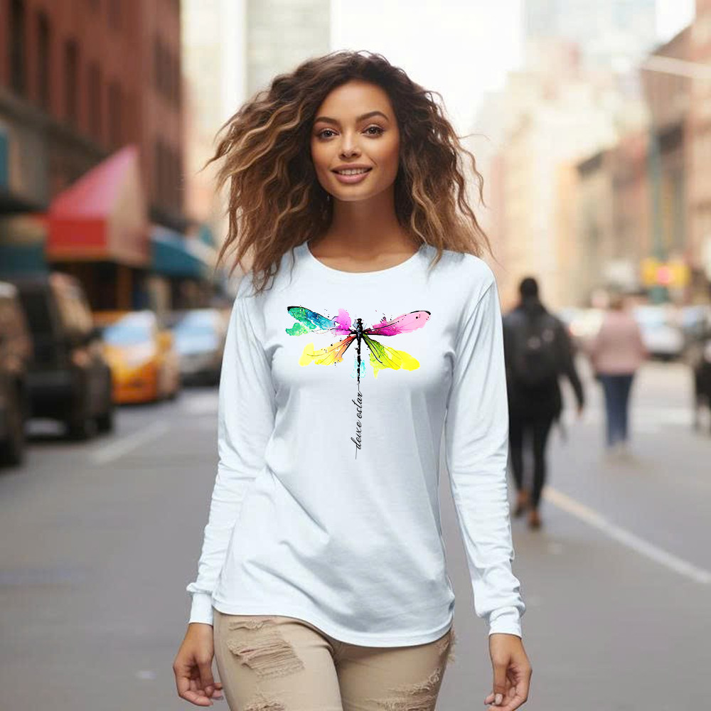 Deixe Estar Colorful Dragonfly Shirt Music Themed Animal Long Sleeve Shirt Gift For Teens Basgiathsweatshirts - Image 5