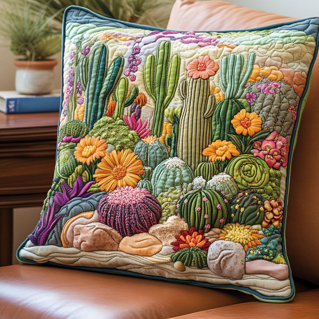 Desert Bloom Quilted Pillow Case Nice Pillow Covers Cactus Related Gifts