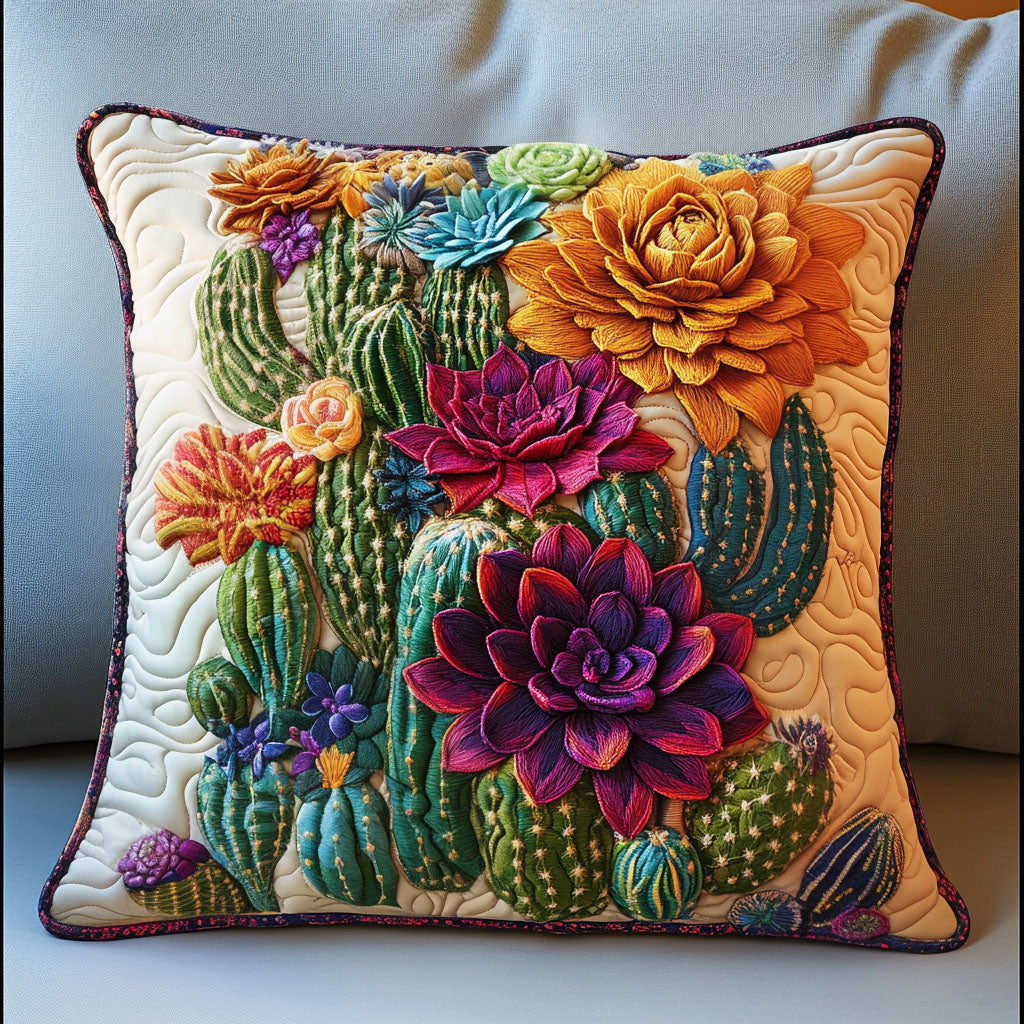 Desert Delight Quilted Pillow Case Cute Pillow Covers Cactus For Birthday Gift