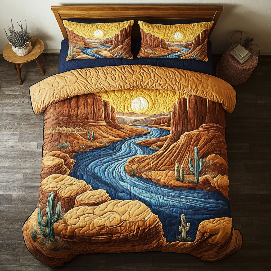 Desert Mirage Quilted Bedding Set Bedroom Decor Cactus Related Gifts