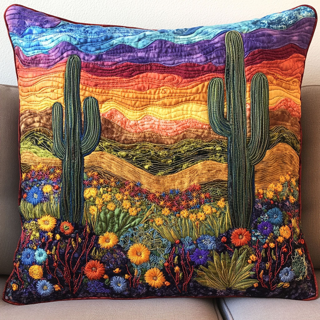 Desert Serenity Quilted Pillow Case Best Throw Pillow Covers Cute Cactus Gifts