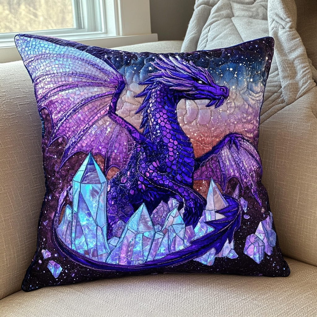 Dragon Flight Quilted Pillow Case Decorative Throw Pillow Covers Unique Dragon Gifts