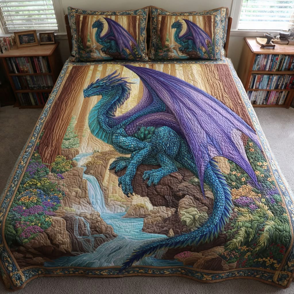 Dragon Keeper Quilted Bedding Set Mystical Themed Bedroom Decor Ideas Gifts For Dragon Lovers