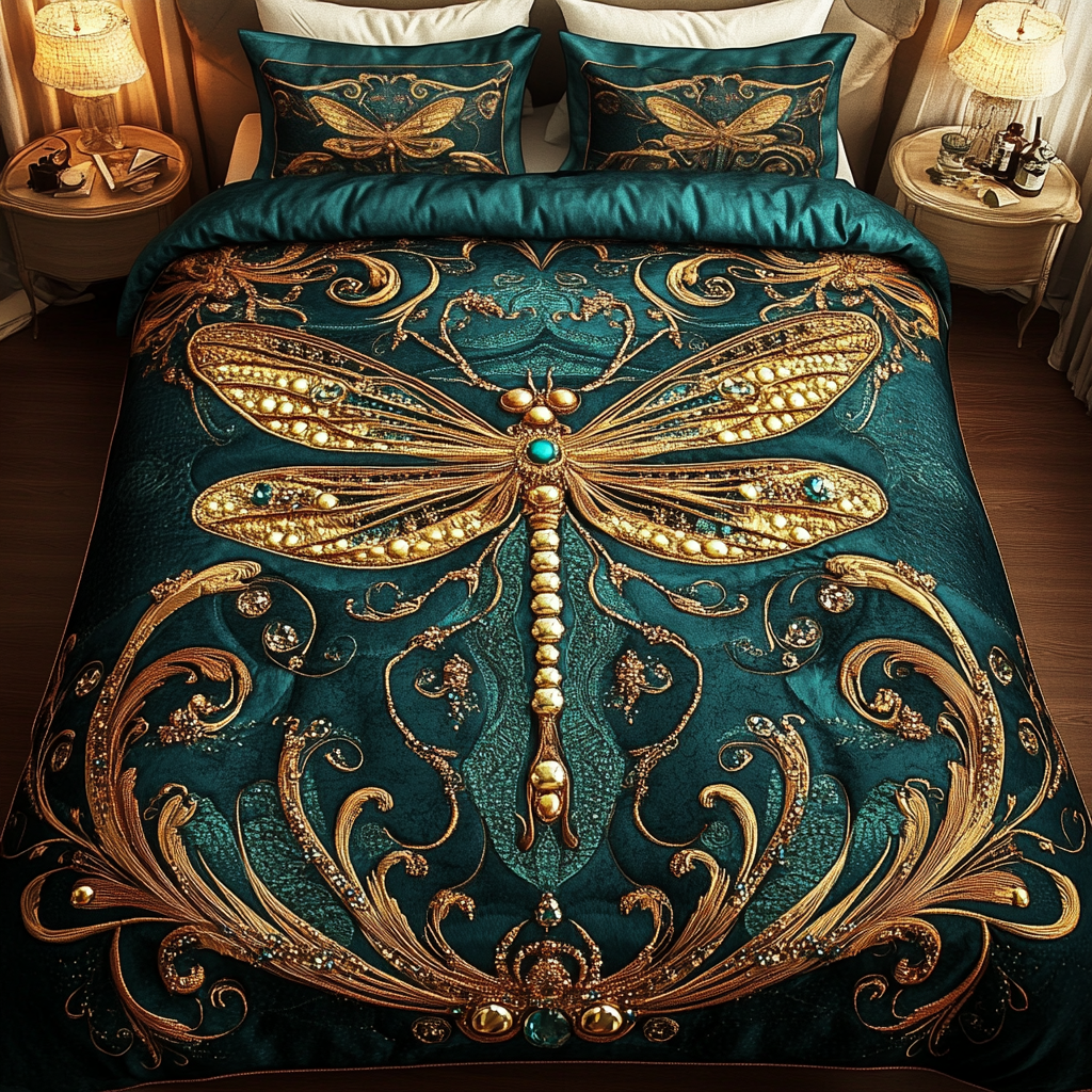 Dragonfly Dream Quilted Bedding Set Dragonfly Gifts For Her