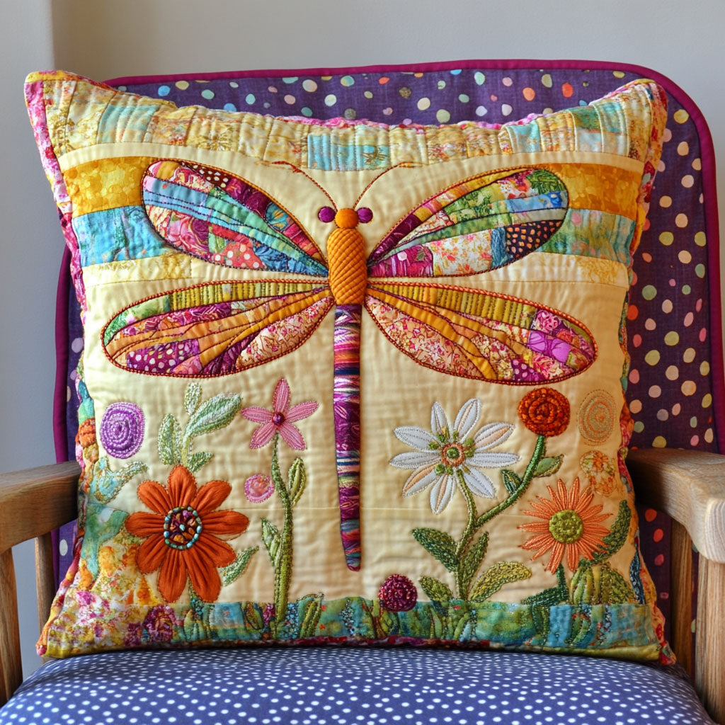 Dragonfly Floral Quilted Pillow Case Throw Pillow Case Covers Best Dragonfly Gifts For Christmas