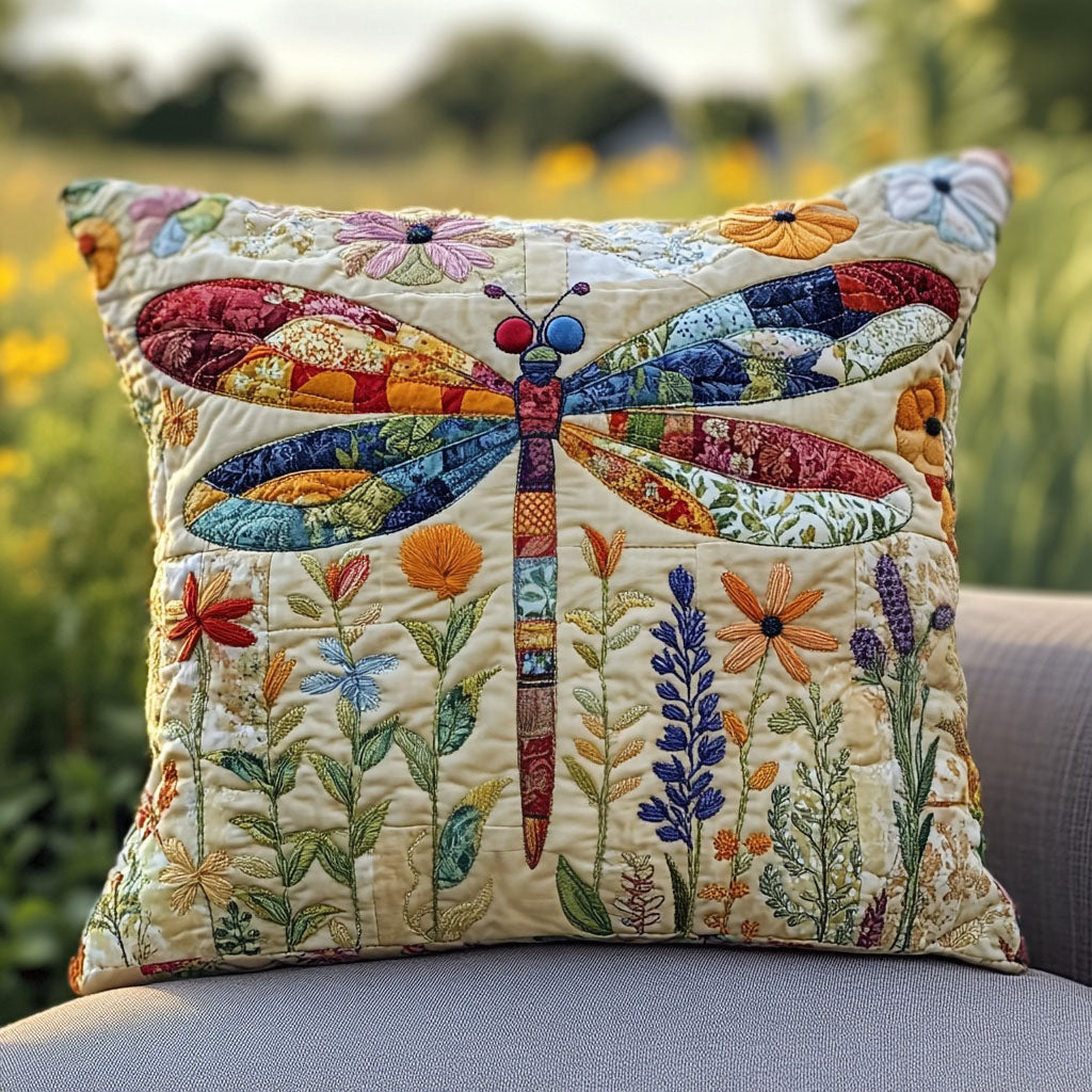 Dragonfly Garden Quilted Pillow Case Decorative Pillow Covers Dragonfly Themed Gifts