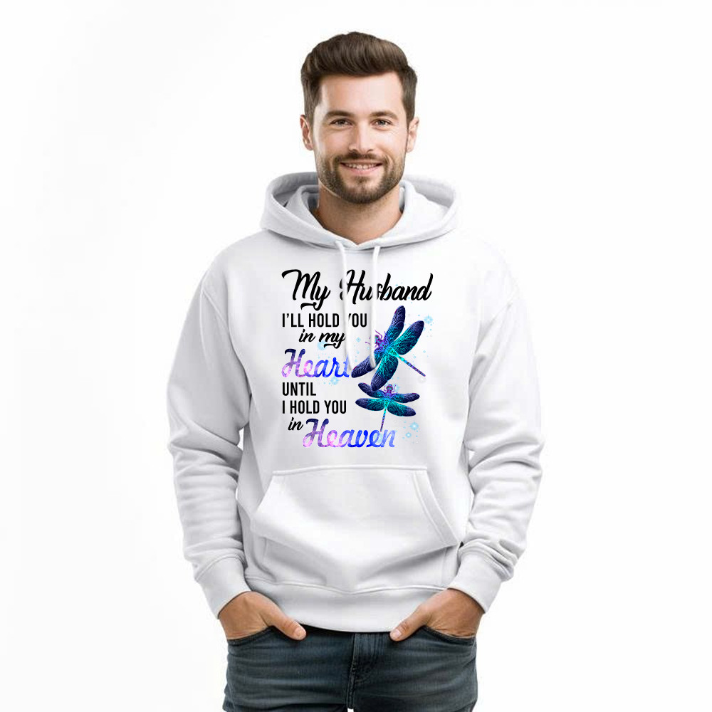Dragonfly I Will Hold You In My Heart In Heaven Hoodie Sympathy Gifts For Loss Of Husband Basgiathsweatshirts - Image 3