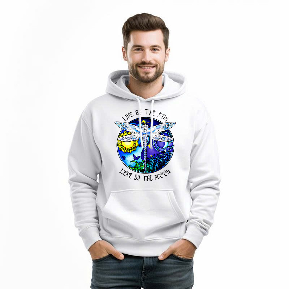 Dragonfly Live By The Sun Love By The Moon Shirt With Sayings Dragonfly Hoodie Women Basgiathsweatshirts - Image 2