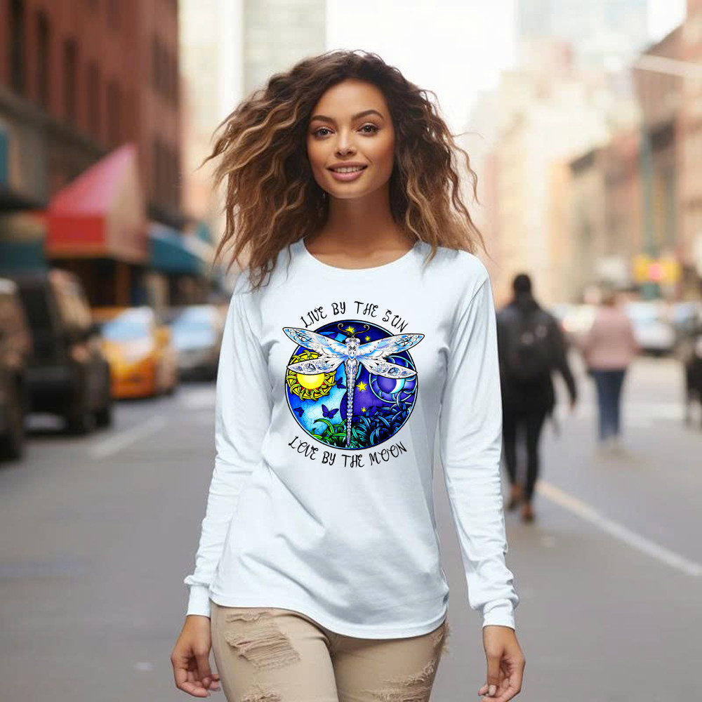 Dragonfly Live By The Sun Love By The Moon Shirt With Sayings Dragonfly Long Sleeve Shirt Women Basgiathsweatshirts - Image 5