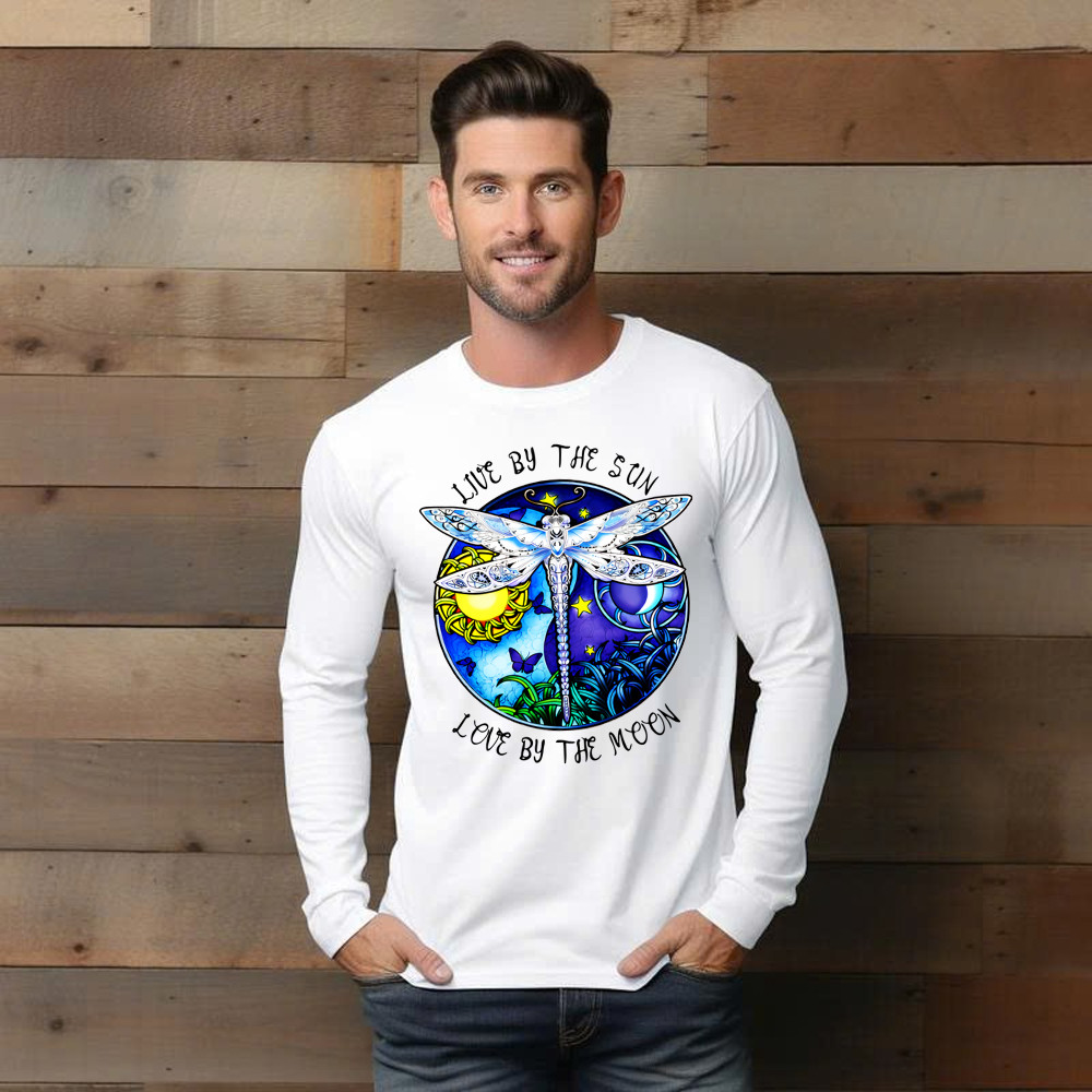 Dragonfly Live By The Sun Love By The Moon Shirt With Sayings Dragonfly Long Sleeve Shirt Women Basgiathsweatshirts - Image 3