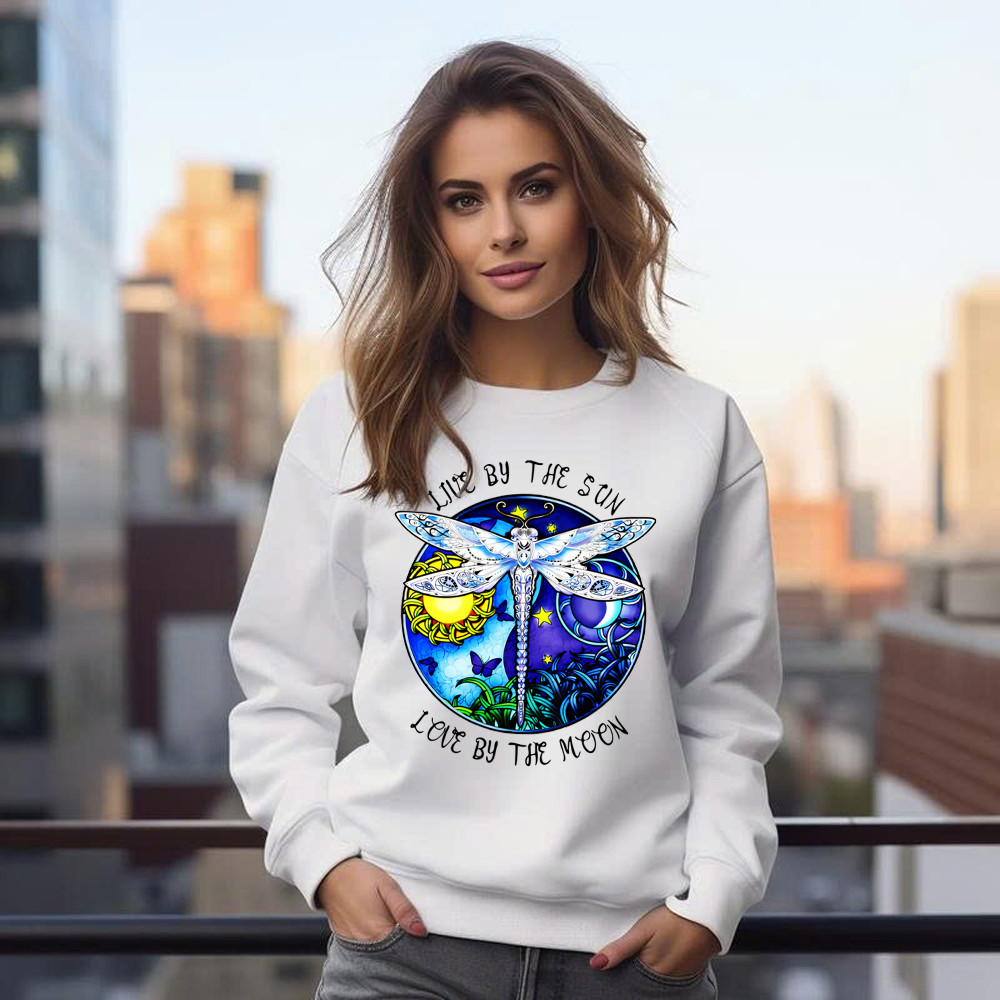 Dragonfly Live By The Sun Love By The Moon Shirt With Sayings Dragonfly Sweatshirt Women Basgiathsweatshirts - Image 5